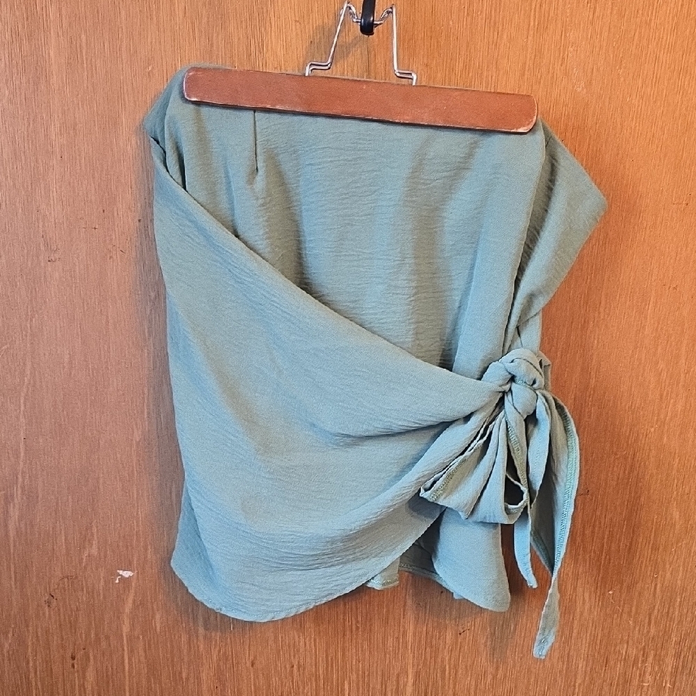 SHEIN Sage Green Mini Wrap Skirt
